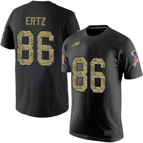 Men Philadelphia Eagles #86 Zach Ertz Black Camo Salute to Service NFL T Shirt